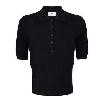 Elisabetta Franchi Gebreid poloshirt - Dames - Truien - Zwart - Maat: L Viscose