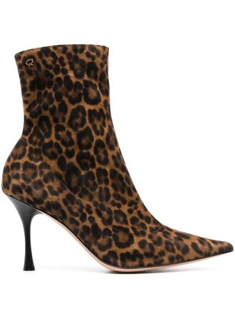 Gianvito Rossi Stivaletti leopardati 85 - Marrone