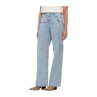 Harper & Yve Yve-Pa Wide Jeans - Dames - Jeans - Blauw - Maat: W26 Katoen