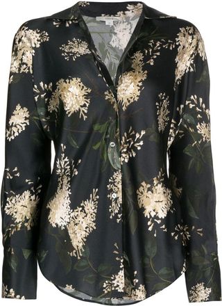 Vince floral-print silk shirt - women - Silk - S - Black