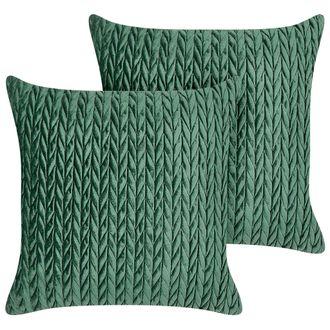 Beliani Beliani - Conjunto De 2 Cojines Acolchados De Poli&eacute;ster 45 X 45 Cm Verde Eclipta