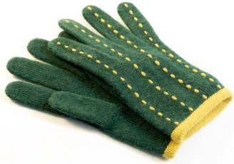 Portolano Contrast Stitch Wool Blend Gloves in Green/Mustard at Nordstrom Rack
