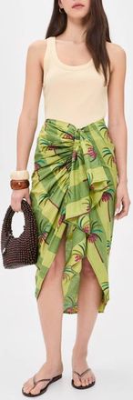 Guadalupe Design Luciana Palm Pareo Skirt in Mint at Nordstrom, Size Small