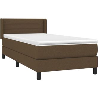 vidaXL Cama Box Spring Con Colch&oacute;n Tela Marr&oacute;n Oscuro 90x190 Cm Vidaxl
