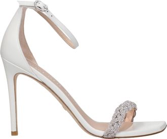 Stuart Weitzman Womens Nudist Curve 100 Sandal Crystal - White Leather - Size EU 40