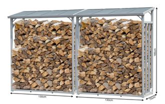 Quick-Star Quick-star - 2 St&uuml;ck Aluminium Kaminholzregal 130 X 70 X 185 Cm Garten Kaminholzunterstand 3,2 M&sup3; Kaminholzlager Stapelhilfe Aussen