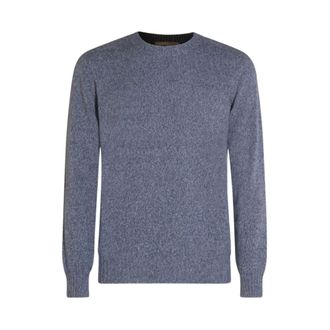 Altea Round-neck Knitwear, male, Blue, L, Speckled Crew Neck Jumper