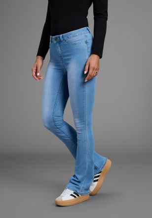 Arizona Bootcut-Jeans »Ultra Stretch« ausgestellte Beinform, Used-Waschung, hohe Leibhöhe
