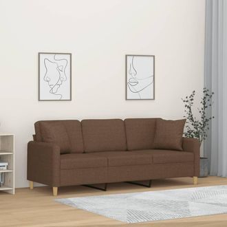 vidaXL Sof&aacute; De 3 Plazas Con Cojines Tela Marr&oacute;n 180 Cm Vidaxl