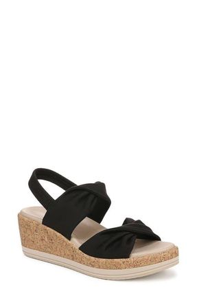 Life Stride Riley Slingback Wedge - Wide Width Available in Black Fabric at Nordstrom, Size 7.5