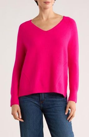 Halogen V-Neck Sweater in Electric Pink at Nordstrom Rack, Size Medium