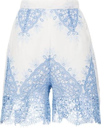 Evarae Layla lace-embroidered shorts - women - Rayon/Polyester/Cotton - 8 - White
