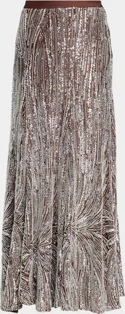 Paco Rabanne Embellished Satin A-Line Maxi Skirt