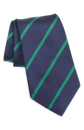 Ralph Lauren Purple Label Super Repp Stripe Silk Tie in Navy/Green at Nordstrom