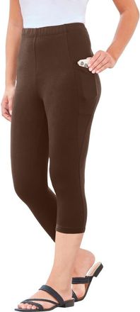 Roaman's Side-Pocket Essential Capri Legging in Chocolate at Nordstrom, Size 20