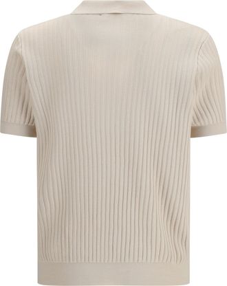 Roberto Collina Mens Ribbed Polo Ecru Cotton Shirts T-shirts And Polos