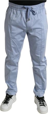 Dolce & Gabbana Trainingsbroeken - Heren - Straight fit broeken - Blauw - XL - Katoen - Broeken