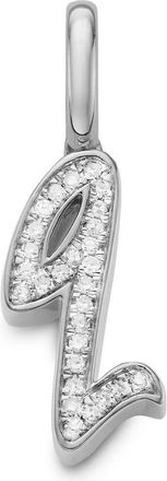 Monica Vinader Sterling Silver Alphabet Q Diamond Pendant Charm Diamond