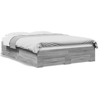 Berkfield Home Bed Frame with Drawers without Mattress Grey Sonoma 135x190 cm Double