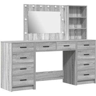 vidaXL Mesa Tocador Con Caj&oacute;n 3 Pcs Gris Sonoma Madera De Ingenier&iacute;a Vidaxl