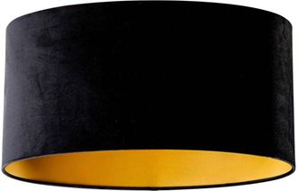 QAZQA Algodón Pantalla de lámpara de terciopelo negra ovalada 50/33/25, Ovalada Apto para lámpara colgante y de pie - Qazqa