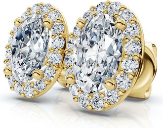 Pompeii3 2 1/2Ct Oval Diamond 14k Gold Lab Grown Halo Earrings
