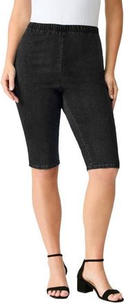 Roaman's Plus Size Comfort Stretch Bermuda Jean Short in Black Denim at Nordstrom, Size 44