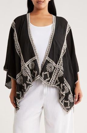 Forgotten Grace Embroidered Ruana in Black/White at Nordstrom Rack, Size 2X