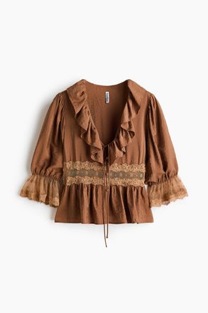 H&M Bluse mit Spitze - Beige