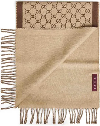 Gucci GG Monogram Wool Scarf - Beige