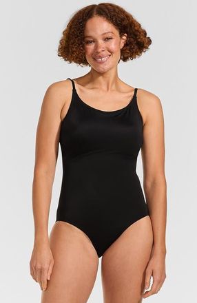 Lands End Chlorine Resistant Scoop Neck High Leg Tugless Tank Thin Strap One Piece Swimsuit Adjustable in Black at Nordstrom, Size 18W