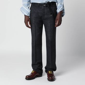 Prada Pantaloni neri in lana motivo chevron