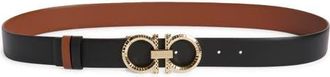 Ferragamo Gancio Buckle Reversible Leather Belt in Nero New Cognac at Nordstrom, Size 100