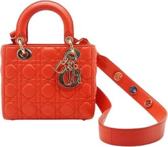 Dior Pre-owned My Lady Dior Cannage Small Bag - Dames - Vintage Handtas - Oranje - ONE Size - Leer - Vintage