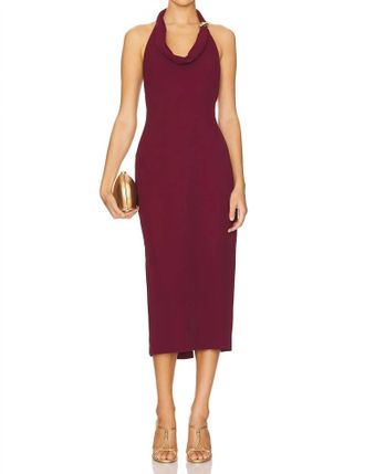 Astr Alanna Halter Cowlneck Dress In Wine