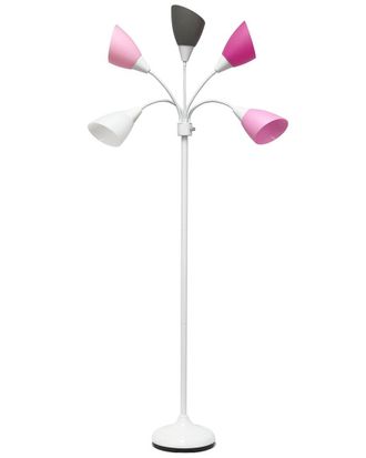 Lalia Home 67In Contemporary Multi Head Medusa 5 Light Adjustable Gooseneck White Floor Lamp