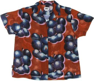 Obey Blauwe Bessen Relaxte Shirt All Over Print - Dames - Korte mouwen Overhemden - Veelkleurig - S - Overhemden