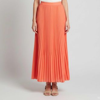 Manoush Manoush Bright Pink Crepe Plisse Maxi Skirt