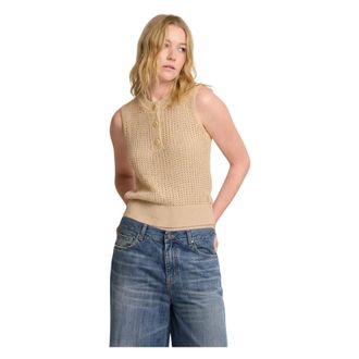 Kocca Round-neck Knitwear, female, Beige, Size: XL Chic knitted vest style top