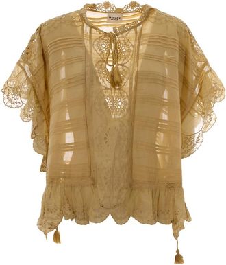Isabel Marant Blouses, female, Yellow, Size: 2XS Broderie Anglaise Ruffle Blouse