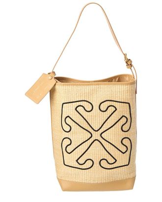 Off-white Off-White Classic Raffia & Leather Hobo Bag
