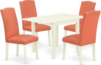 East West Furniture Dining Room Set Linen White, NDEN5-LWH-78