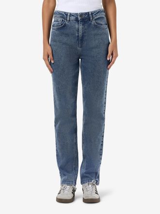 Noisy May High-waist-Jeans NOISY MAY NMDAISY HW MOM FIT JEAN AZ394MB FWD NOOS, Damen, Gr. 25, L&auml;nge 32, blau (medium blau denim), Denim/Jeans, Obermaterial: 99%