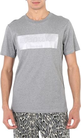 Roberto Cavalli Mens Melange Gray Slim Fit Cotton Jersey T-shirt, Size Medium