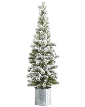 Nearly Natural 3Ft Flocked Christmas Artificial Pine Tree