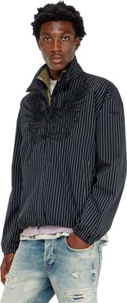Diesel Nylon pinstripe Jacket with Phoenix embroidery - Jackets - Man - Black