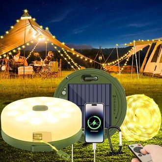 OEM Iluminaci&oacute;n Solar Premium Para Camping: 10 M, 100 Luces Led Ambientales, Con Control Remoto Y Puerto Usb Tipo C, Resistente Al Agua (ip65)