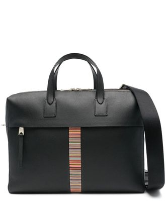 Paul Smith Signature Stripe briefcase - men - Lambskin/Calf Leather - OS - Black