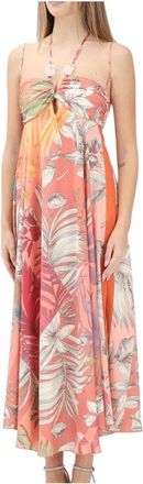 Simona Corsellini Longette Empire Jurk - Dames - Maxi kleedjes - Veelkleurig - XS - Polyester - Kleedjes