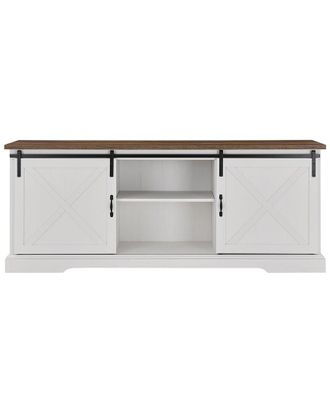 Walker Edison Farmhouse Sliding X Barn Door 70In Tv Stand For 80In Tvs